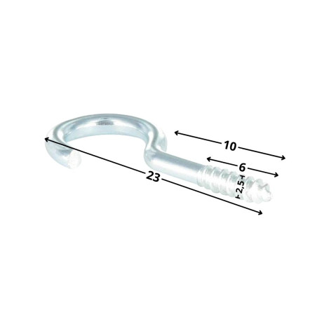 1 x Gancio Per Legno 2,5X10 Filettata Su 6 Lunghezza Totale 23 Acciaio Inox A2