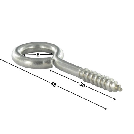 1 x Golfare A Vite Legno 4X30 Lunghezza Totale 48 Occhio 8 Acciaio Inox A2