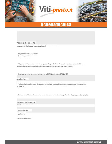 1 x Gancio per pannello solare 180X70X6 /8...