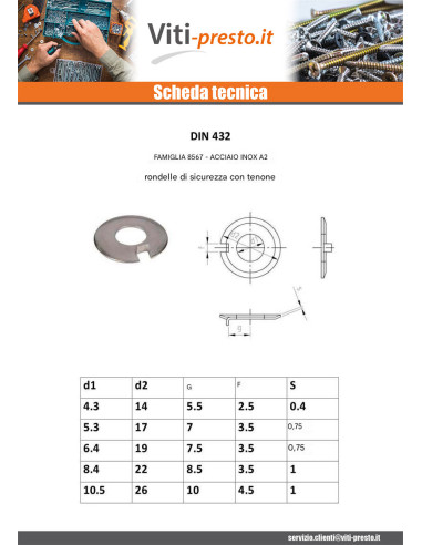 1 x Rondella di bloccaggio con perno esterno...