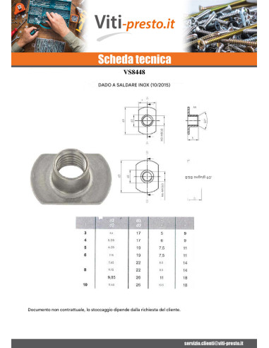 1 x Dado Cilindrica A Saldare M10 26X18 Alto...