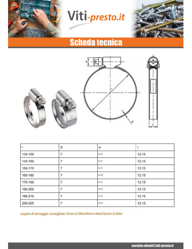 1 x Fascetta Acciaio Inox W4 Diametro 32 con 50...