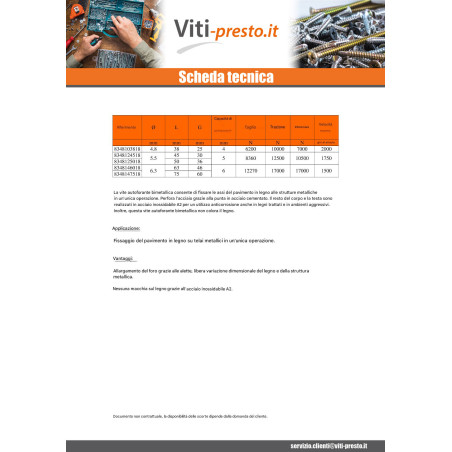 1 x Vite Autoperforante Bimetallo Testa Forata Dentellato T30 6,3X60
