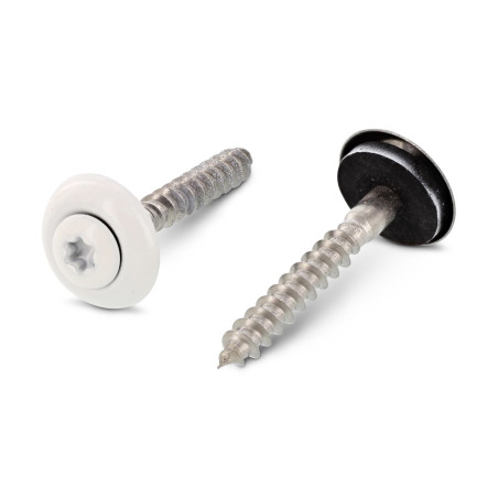 1 x Vite di cresta Testa Forata Bombata T20 Acciaio Inox A2 Ral9010 Bianco Puro 4,5X60 Rondella Di Tenuta Con Guarnizione