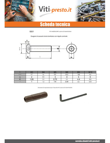 1 x Vite Per Metalli Di Sicurezza Bei (Testa...