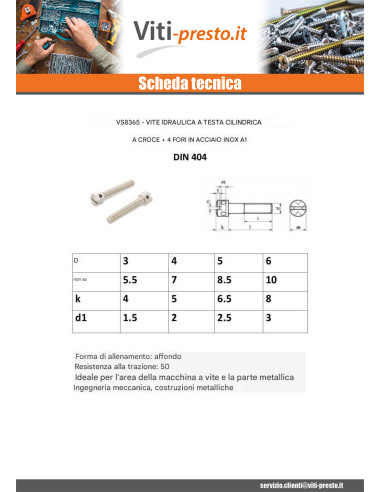 1 x Vite Per Metalli Testa Cilindrica Forata In...