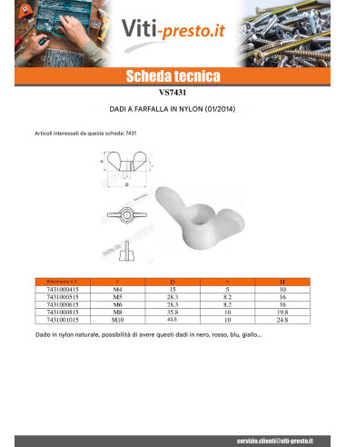 1 x Dado a farfalla naturale nylon M5