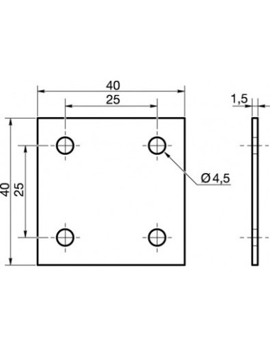 1 x Piastra ASSEMBLAGGIO 40X40 Zincate
