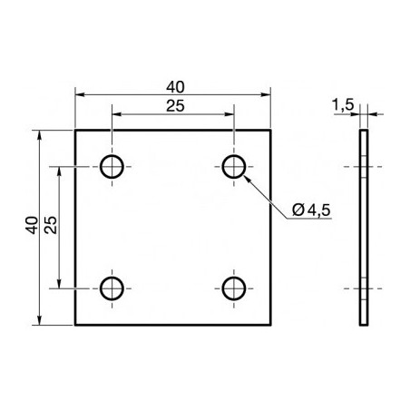 1 x Piastra ASSEMBLAGGIO 40X40 Zincate