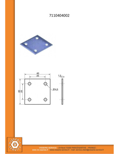 1 x Piastra ASSEMBLAGGIO 40X40 Zincate
