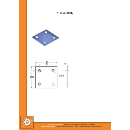 1 x Piastra ASSEMBLAGGIO 40X40 Zincate