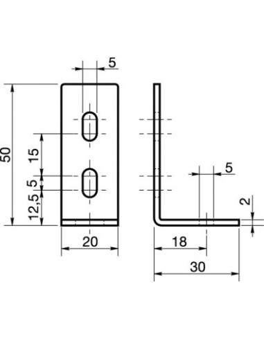 1 x Staffe Regolazione 30X50X20 3 Fori Zincate