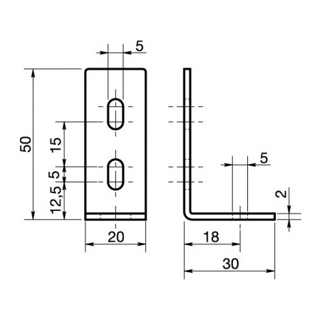 1 x Staffe Regolazione 30X50X20 3 Fori Zincate