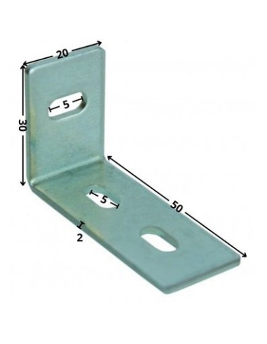 1 x Staffe Regolazione 30X50X20 3 Fori Zincate