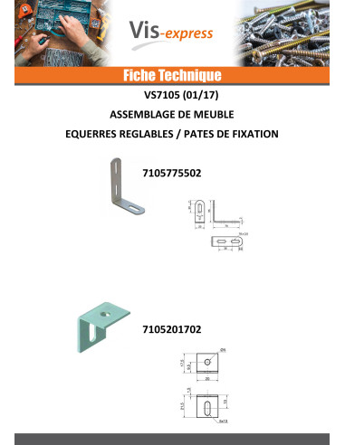 1 x Staffe Regolazione 30X50X20 3 Fori Zincate