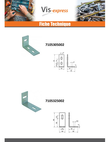 1 x Staffe Regolazione 30X50X20 3 Fori Zincate