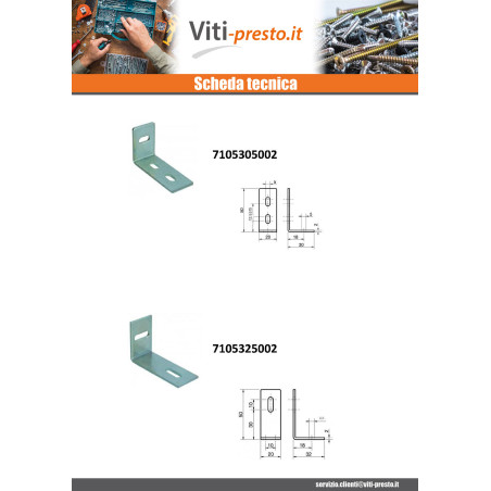1 x Staffe Regolazione 26X26X40 3 Fori Zincate