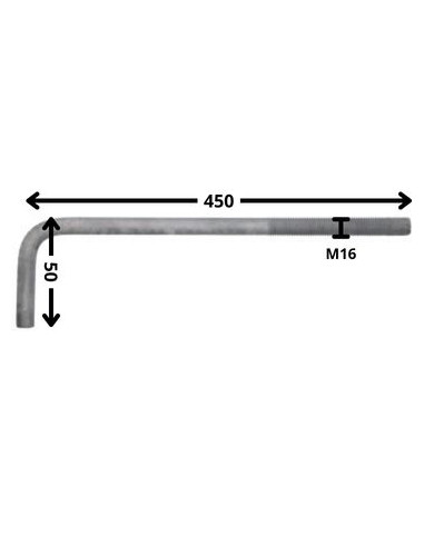 1 x Gancio Metalli lunghezza lunga M16X400...