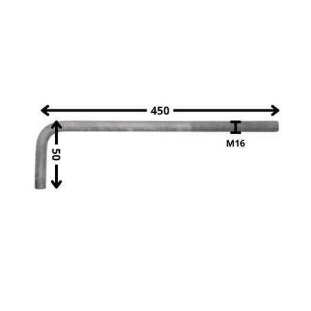 1 x Gancio Metalli lunghezza lunga M16X400 Filettata Su 150 Gancio 100 Elevata Resistenza Alla Corrosione Acciaio Zincato