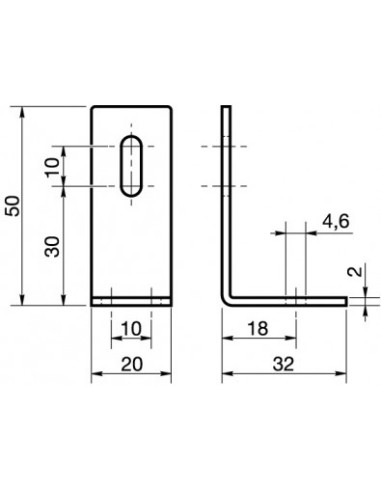 1 x Staffe Regolazione 32X50X20 2 Fori Zincate