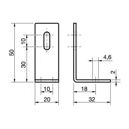 1 x Staffe Regolazione 32X50X20 2 Fori Zincate