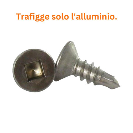 1 x Vite Autoperforante Acciaio Inox A2 Testa Forata Quadrato 4,2 x 19 Ingombro quadrato 2