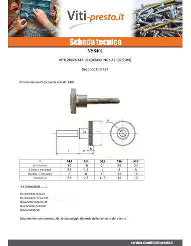 1 x Vite Per Metalli Zigrinata M3X8 Acciaio...