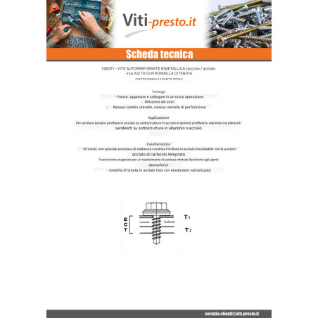 1 x Vite Autoperforante Bimetallo Testa Esagonale 5,5X40 Discussione completa Rondella Di Tenuta Con Guarnizione In