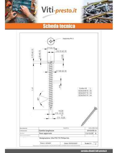1 x Vite Per Pvc Acciaio Inox A2 Testa...