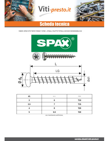 1 x Spax Viti Per Legno Testa Poelier T-STAR+...