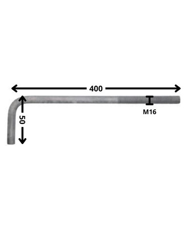 1 x Gancio Metalli lunghezza lunga M16X400...