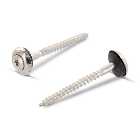 1 x Vite di cresta Testa Forata Bombata T20 Acciaio Inox A2 4,5X30 Rondella Di Tenuta Con Guarnizione In Neoprene Epdm 3P