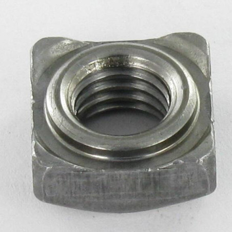 1 x Dado Quadrato A Saldare Flangia M6 10X10X5 Acciaio Grezzo