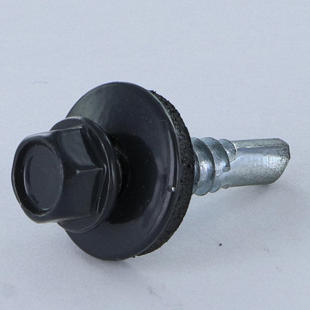 1 x Vite Autoperforante Testa Esagonale 5,5X25 Rondella Di Tenuta Con Guarnizione In Neoprene Epdm Zincate Ral7016 Grigio