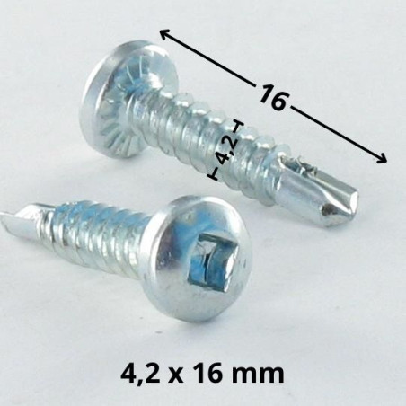 1 x Vite Autoperforante Testa Cilindrica EMPR Quadrata 4,2 x 16 Zincate Ingombro quadrato 2