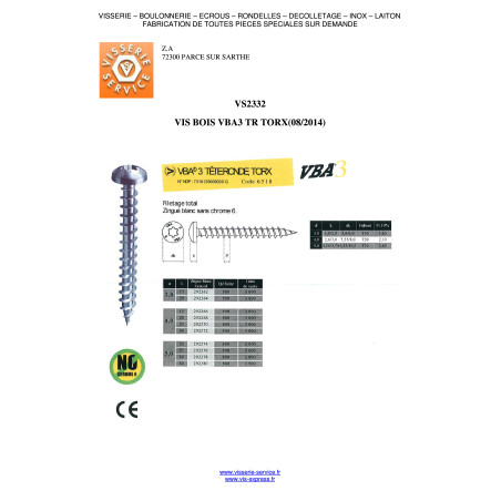 1 x Vite Per Legno E Truciolato3 Testa Poelier Torx 5X40 T20 Zincate