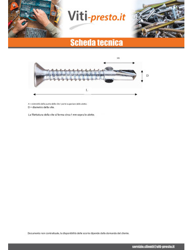 1 x Vite Autoperforante Testa Forata T25 4,8X32...