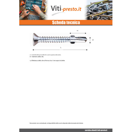 1 x Vite Autoperforante Testa Forata T20 4,2 x 25 Dentellata E Ad Alette Zincate