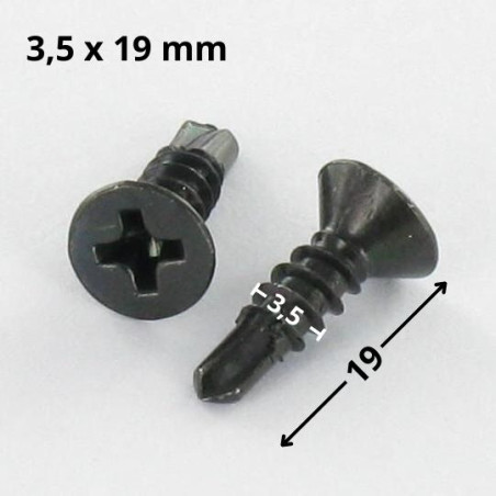 1 x Vite Autoperforante Testa Forata Phillips 3,5X19 Filetto A Lamiera Acciaio Zincato Nero