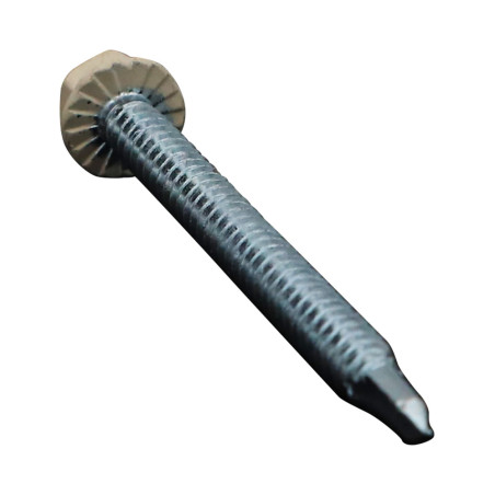 1 x Vite Autoperforante Testa Esagonale 6,3X75 Filetto A Lamiera Zincate LAQ Ral1015 Avorio Chiaro