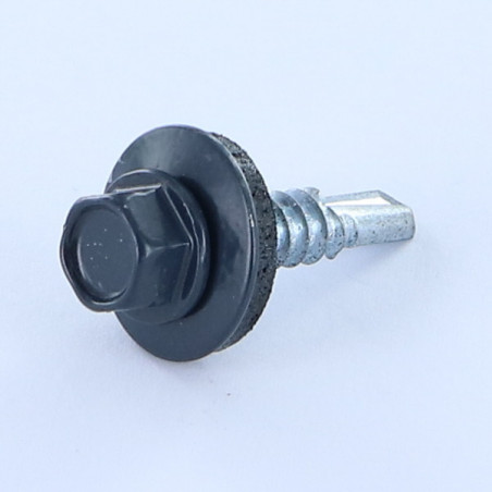 1 x Vite Autoperforante Testa Esagonale 5,5X25 Rondella Di Tenuta Con Guarnizione In Neoprene Epdm Zincate Ral5008 grigio