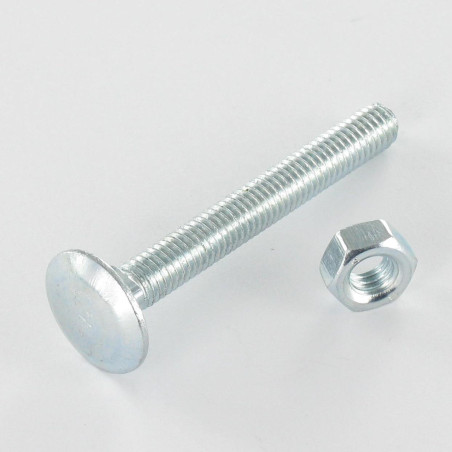 1 x Bullone (Venduto Con Dado) Testa Poelier Con Colletto Quadrato M6X25 Discussione completa Zincate
