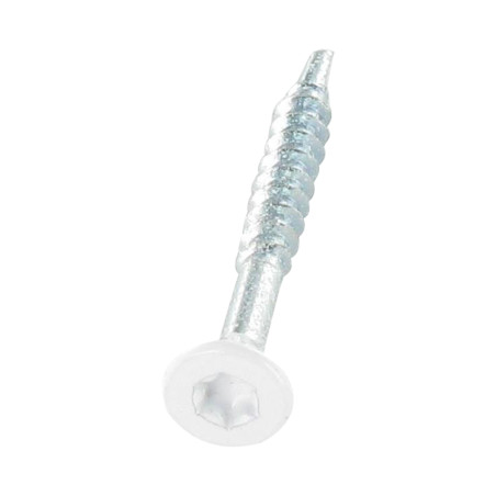 1 x Vite Per Legno E Truciolato Medium Testa Forata Dentellato T20 4X35 Filettata Su 24 Zincate Ral9010 Bianco Puro