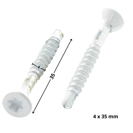 1 x Vite Per Legno E Truciolato Medium Testa Forata Dentellato T20 4X35 Filettata Su 24 Zincate Ral9010 Bianco Puro