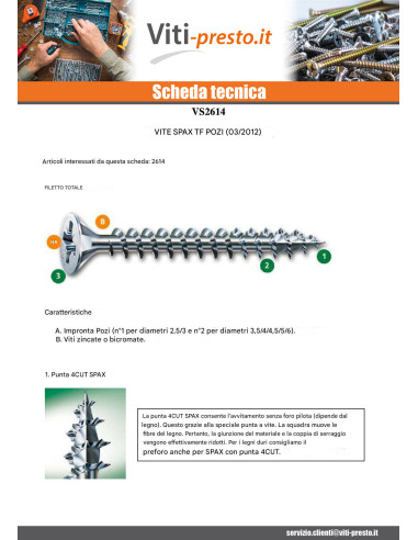 1 x Vite Spax Testa Forata Pozi PZ5 3,5X20...