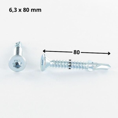 1 x Vite Autoperforante Testa Forata T30 6,3X80 Dentellata E Ad Alette Zincate
