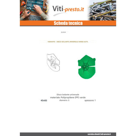 1 x DISCO D ISOLAMENTO universale Verde 65/75