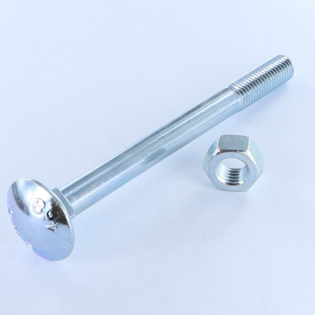1 x Bullone (Venduto Con Dado) Testa Poelier Con Colletto Quadrato M10X90 Filettatura Parziale Zincate