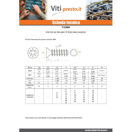 1 x Vite Per Pvc TRILOBO Testa Forata Pozy 3X8 FILETTO45 Zincate microviti