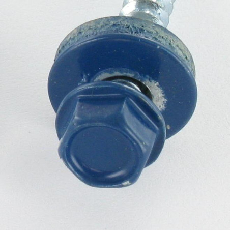 1 x Vite Autoperforante Testa Esagonale 4.8X35 Rondella Di Tenuta Con Guarnizione In Neoprene Epdm Zincate Ral5001 Blu